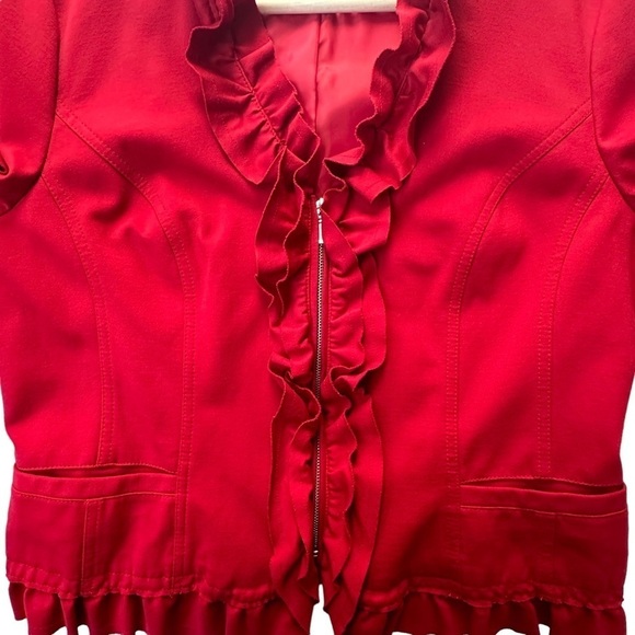 INC International Concepts Women's Red Ruffle Zip Up Jacket Size XL - Picture 5 of 10